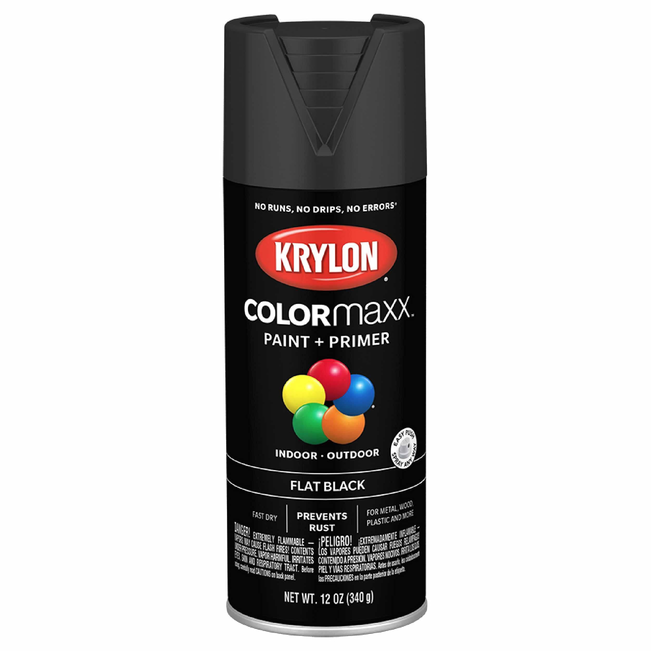 KRYLON COLORmaxx Spray Paint Flat Black 12 oz Aerosol Can K05546007
