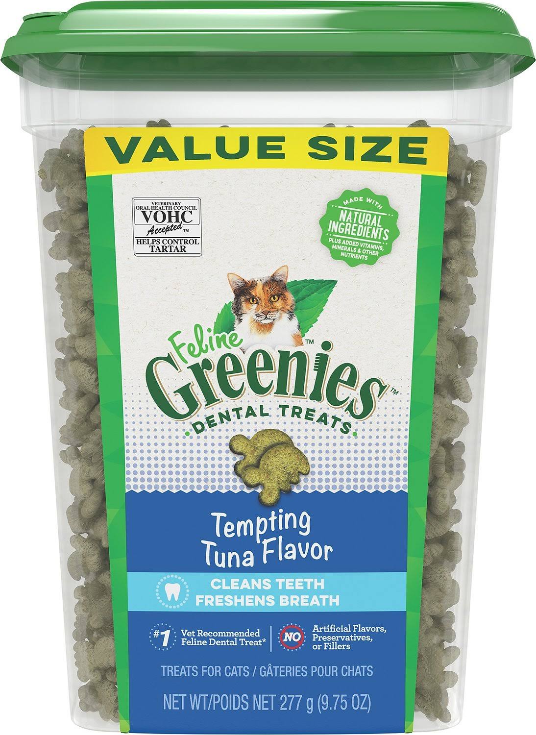Greenies Feline Tempting Tuna Flavor Adult Dental Cat Treats, 9.75 oz Crunchy Cat Treats