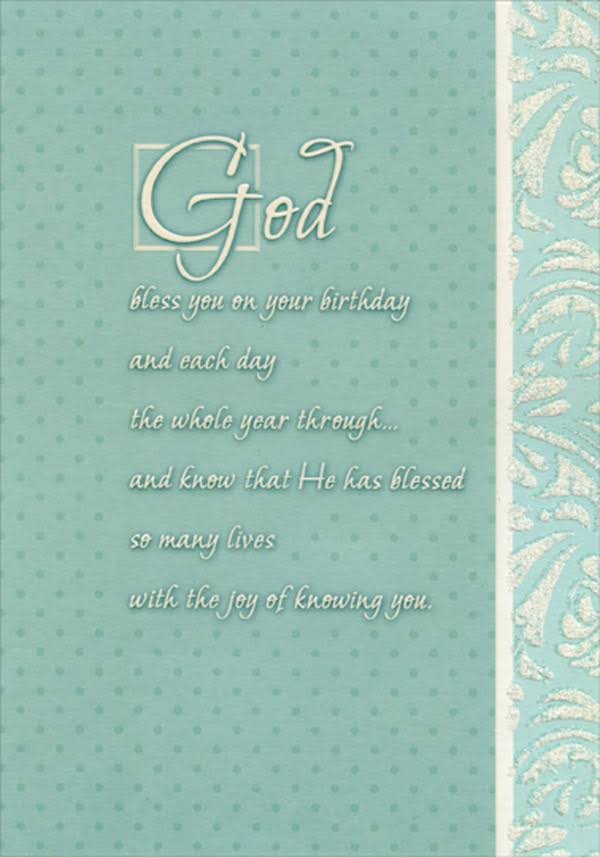 Designer Greetings God Bless You - Joy of Knowing You : Green Dots Die Cut Religious Birthday Card, Size: 5.25 x 7.5