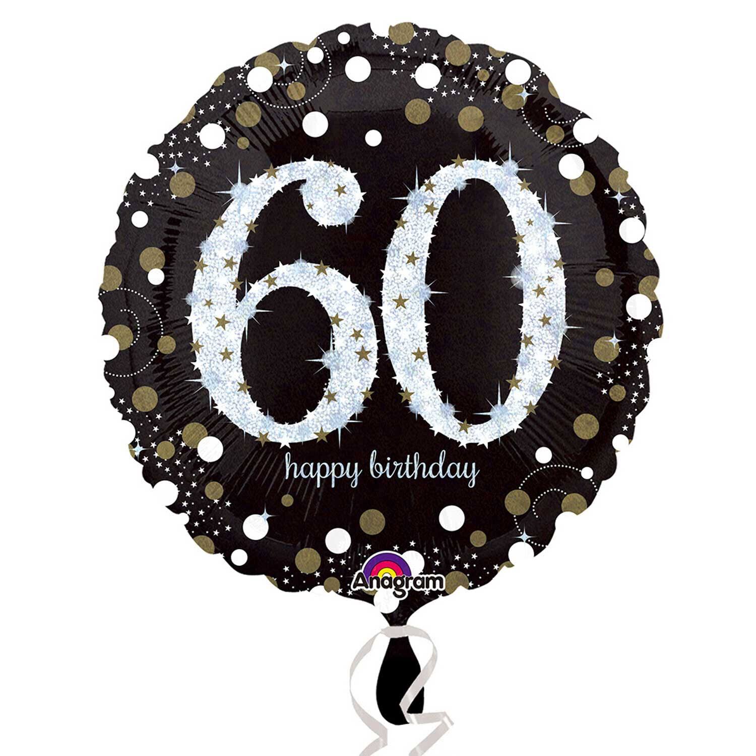 Standard Sparkling Birthday Foil Helium Balloon - Black, 18in
