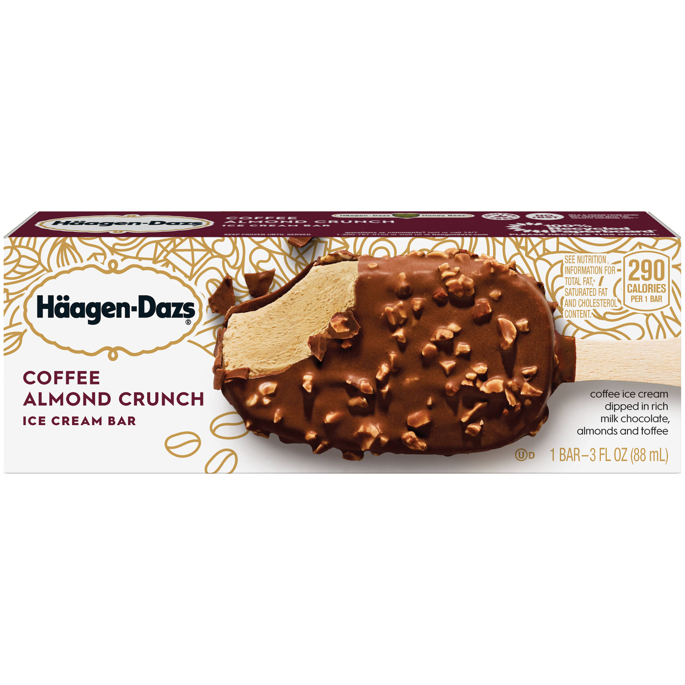 Haagen Dazs Ice Cream Bar - Vanilla Milk Chocolate Almond, 3.67oz, 12 Count