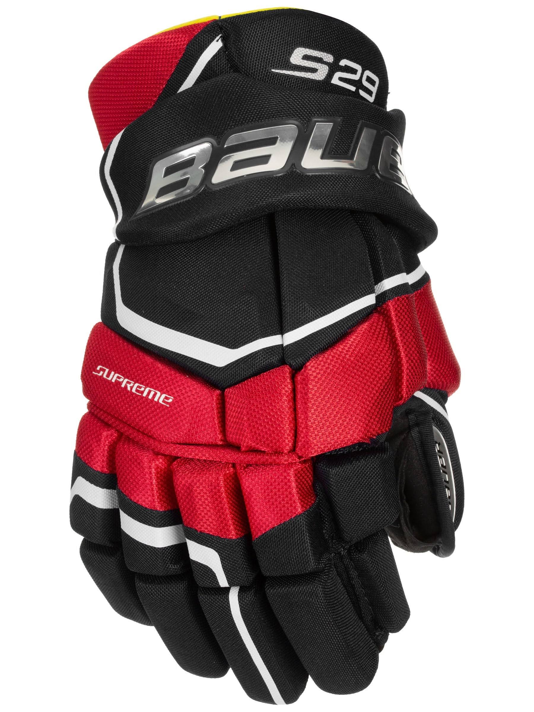 Bauer Supreme S29 Hockey Gloves - Junior - Black/Red - 11.0"