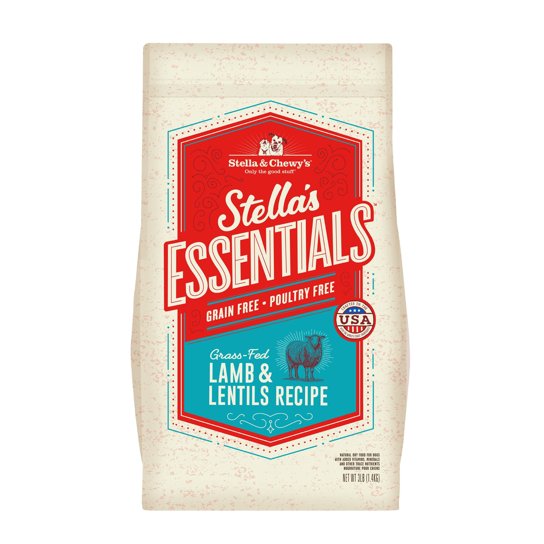 Stella & Chewy's Essentials Grass Fed Lamb & Ancient Grains Recipe Dog Food 25 lbs