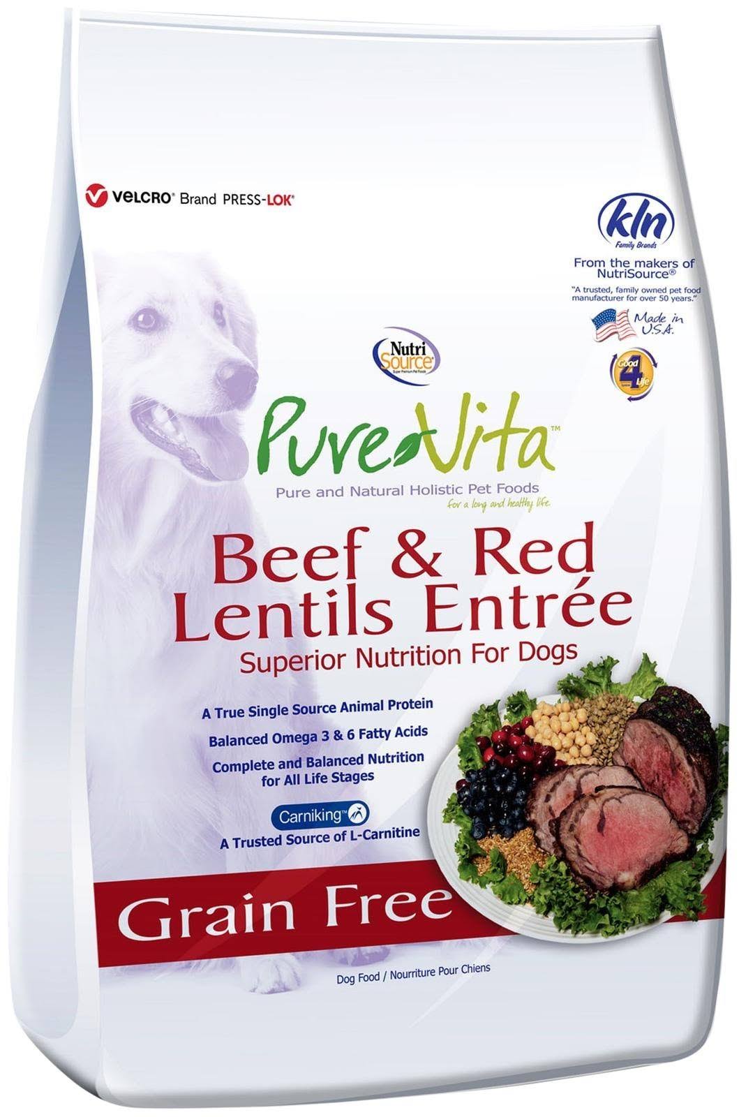 Nutri Source Pure Vita Grain Free Beef & Red Lentils - 25lbs