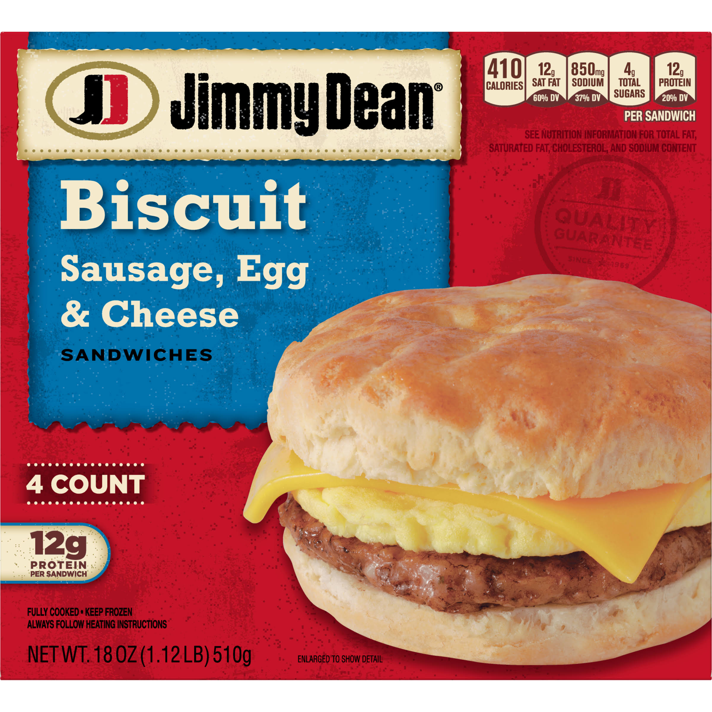 Jimmy Dean Sausage Egg and Cheese Biscuit - 18oz, 4ct