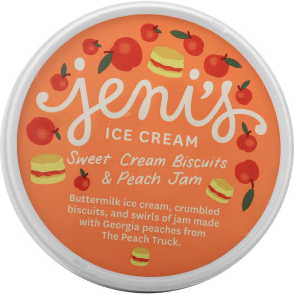 Jeni's Ice Cream, Sweet Cream Biscuits & Peach Jam - 1 pint - 473 ml