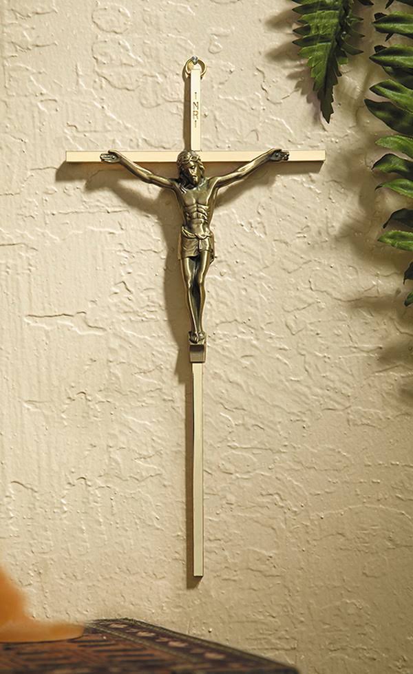 Wall Crucifix 8 inch gold tone-Funeral Size-Always in Stock