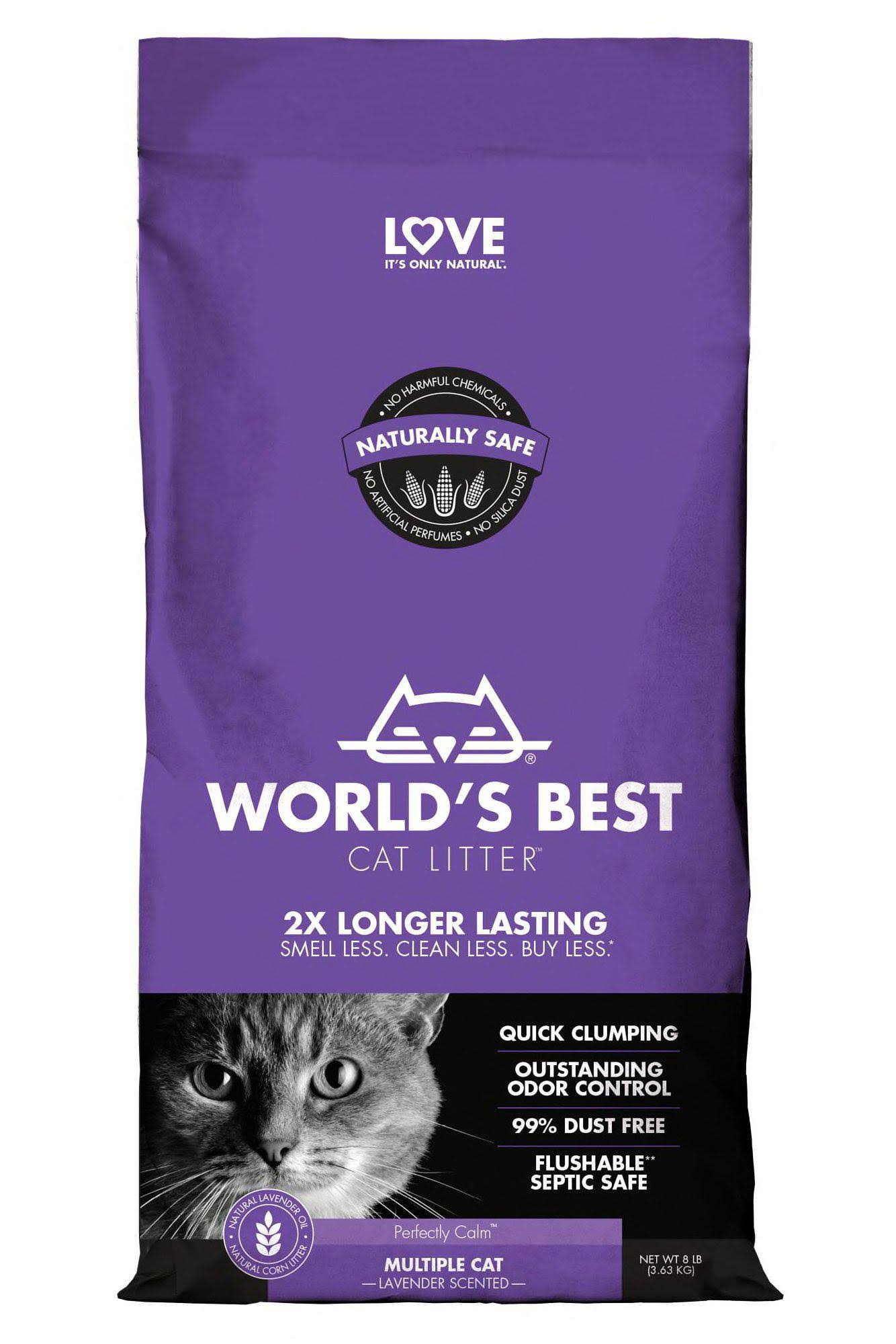 World's Best Cat Litter Lavender Scented Multiple Cat Clumping Formula, 6.8kg | Best Price Guarantee | 30 Day Money Back Guarantee