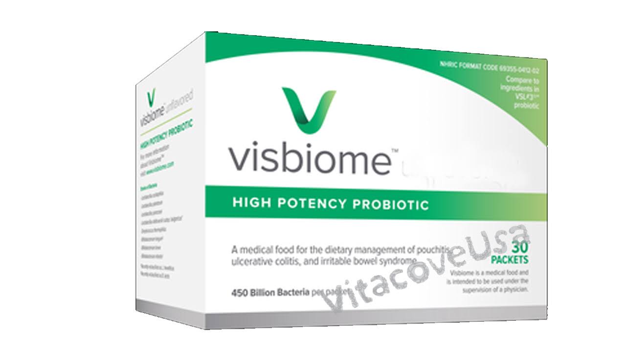Visbiome Unflavored High Potency Probiotic Powder - 450 Billion Live Bacteria, 30ct