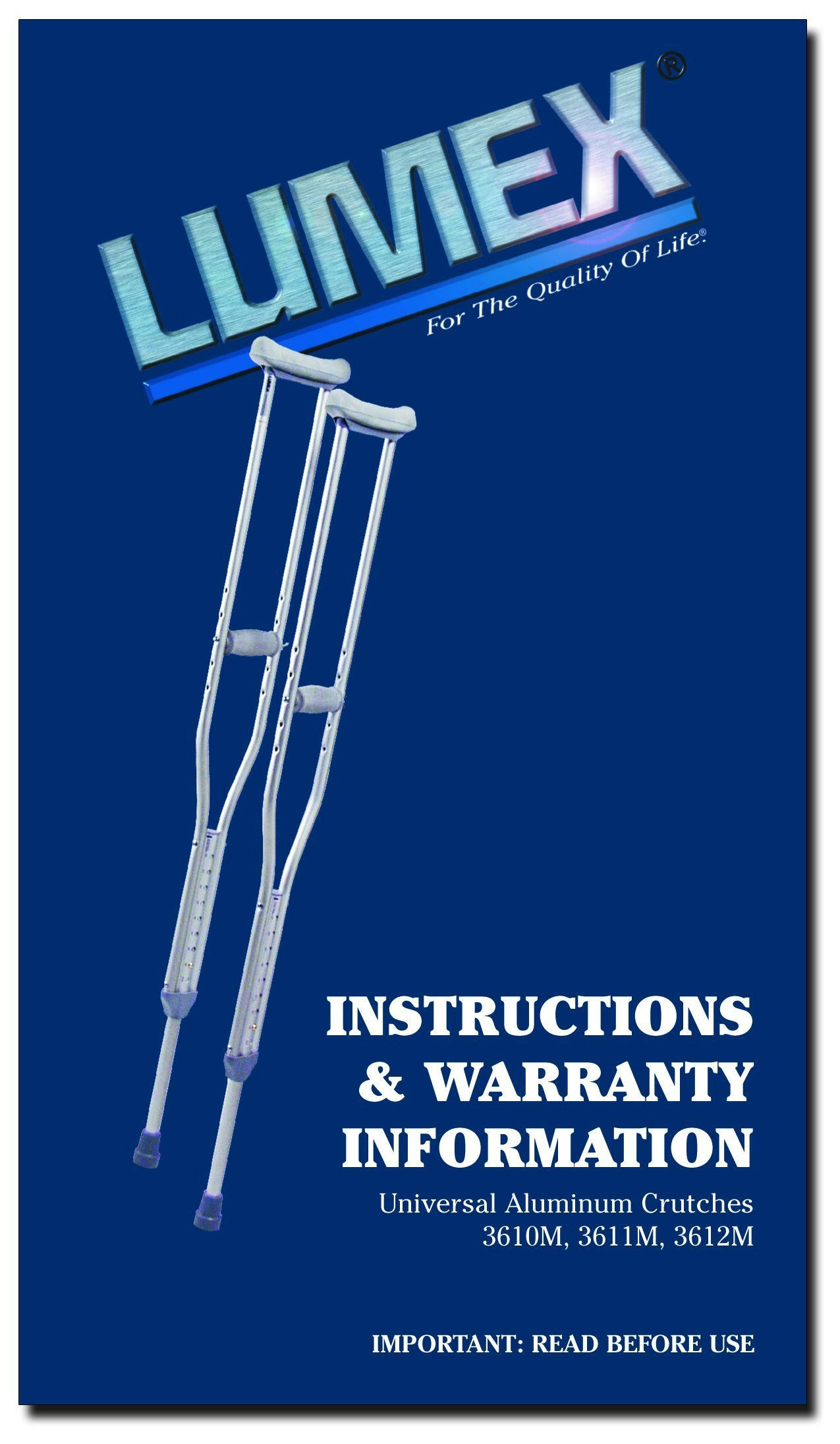 Lumex Universal Aluminum Adjustable Crutches, Adult, Latex-Free 3610LF