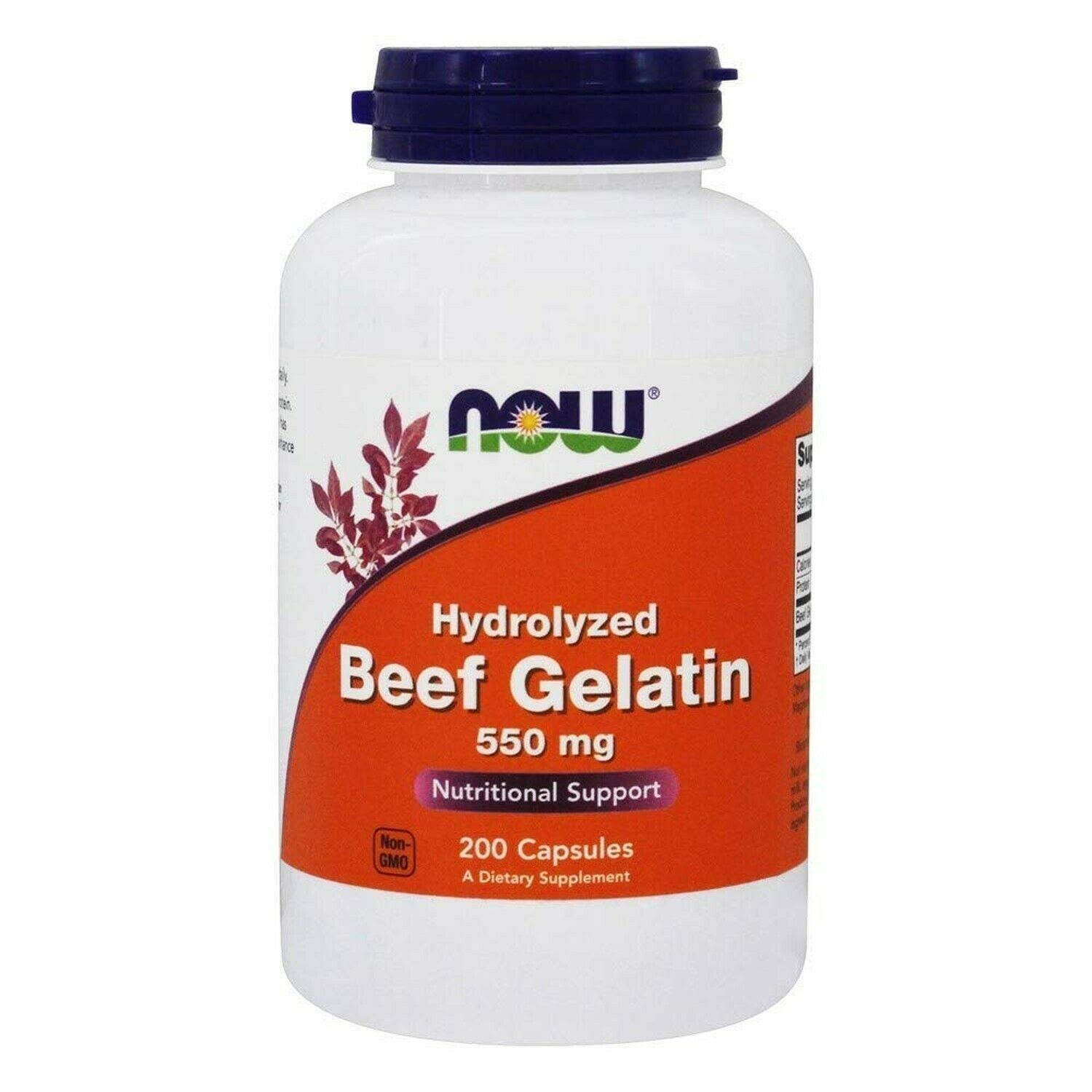 Now Foods Hydrolyzed Beef Gelatin Capsules - 550mg, 200ct