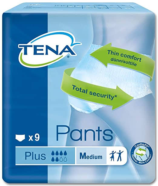 Tena Pants Plus - Medium, 9 Pack