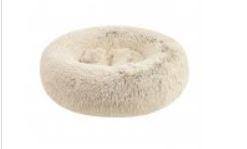Petcrest Fur Donut Dog Bed, Tan, 30-in x 7-In.