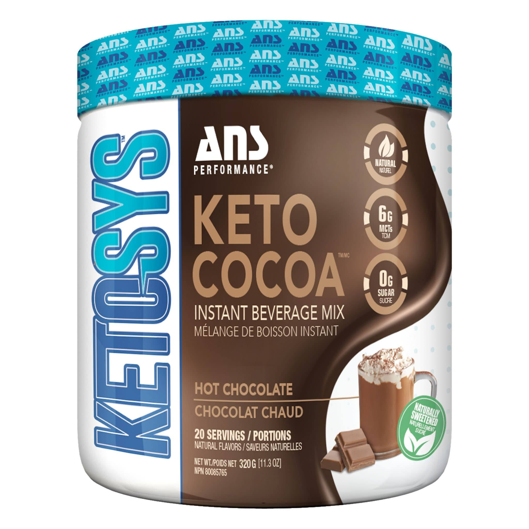 ANS Performance KETOCOCOA - Instant Hot Chocolate Powder (20 servings,
