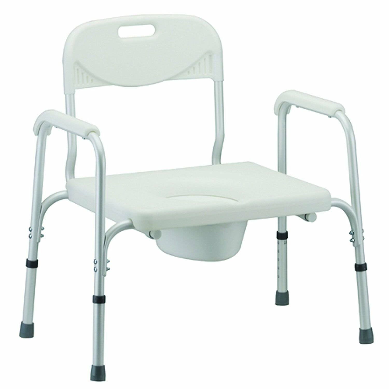 Nova Medical Products Heavy Duty Commode - with Back and Wide Seat, White, 24lbs