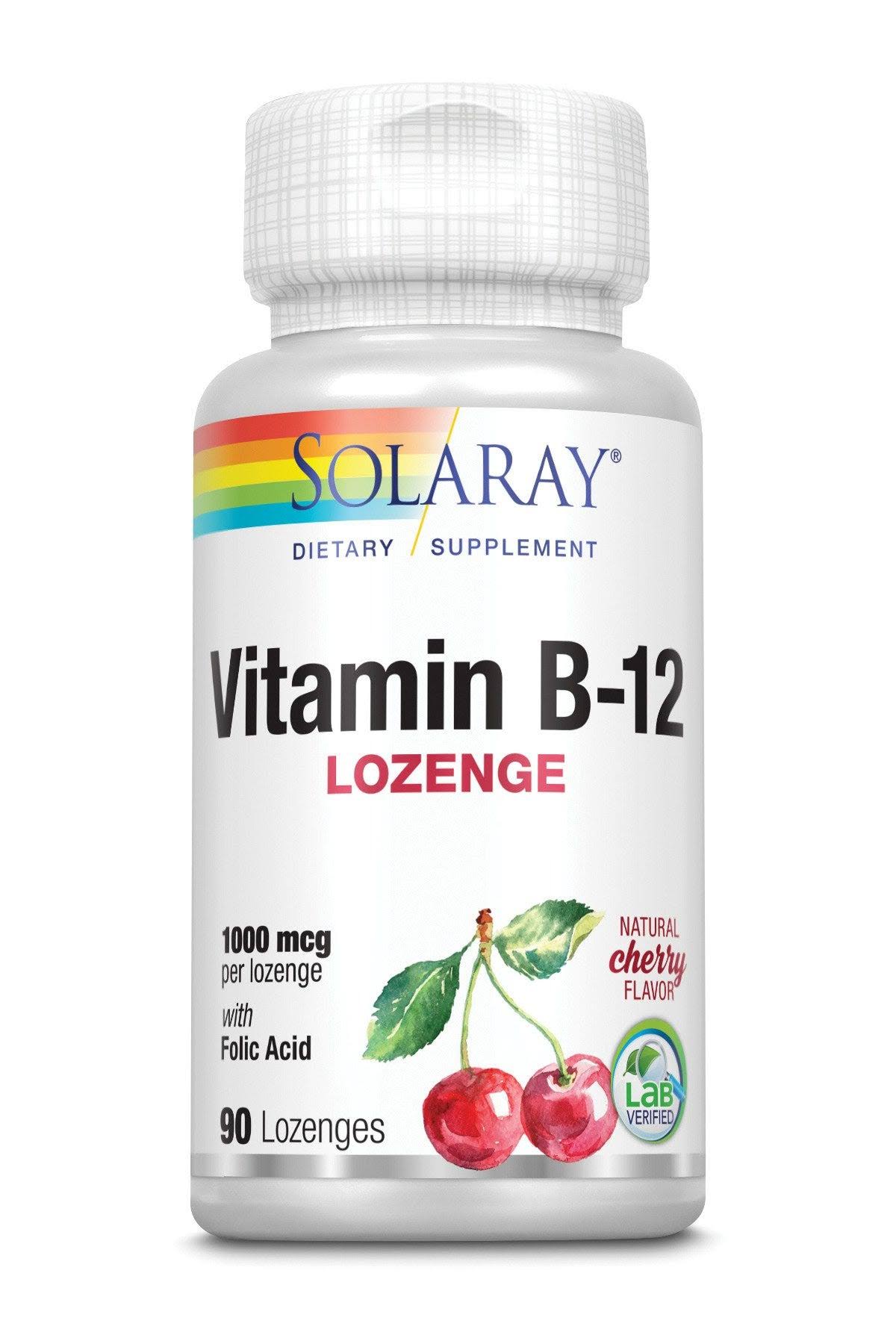 Solaray Vitamin B-12 Supplement - 1000mcg, 90 Lozenges, Cherry