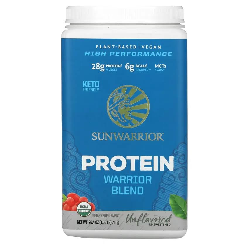 Sunwarrior Warrior Blend Raw Plant-Based Organic Protein - Natural, 30 Servings