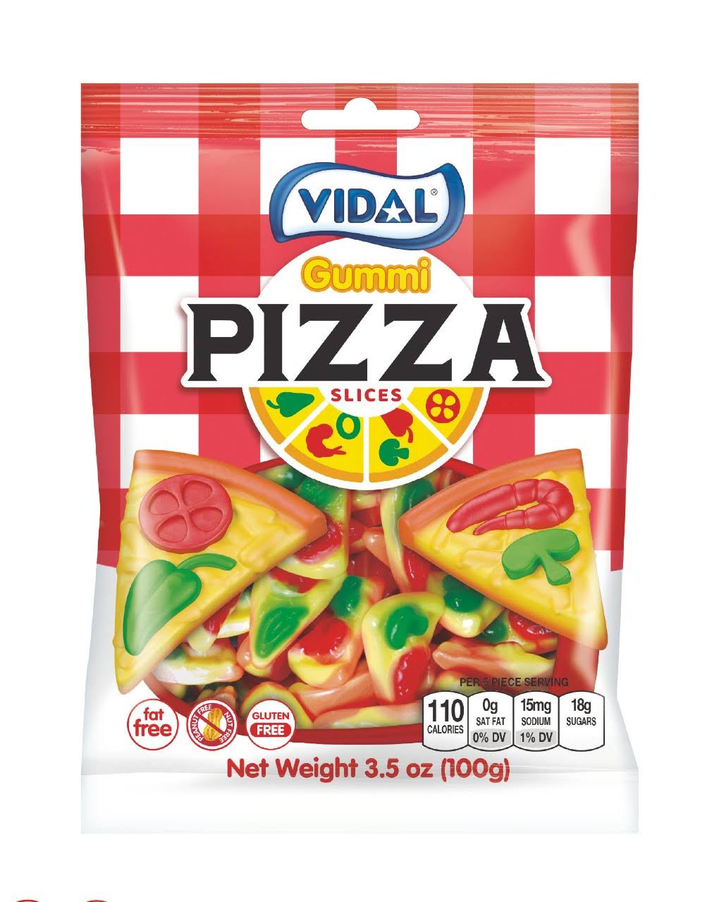 Vidal Pizza Slices Gummi Candy, 3.5 Ounce Bag