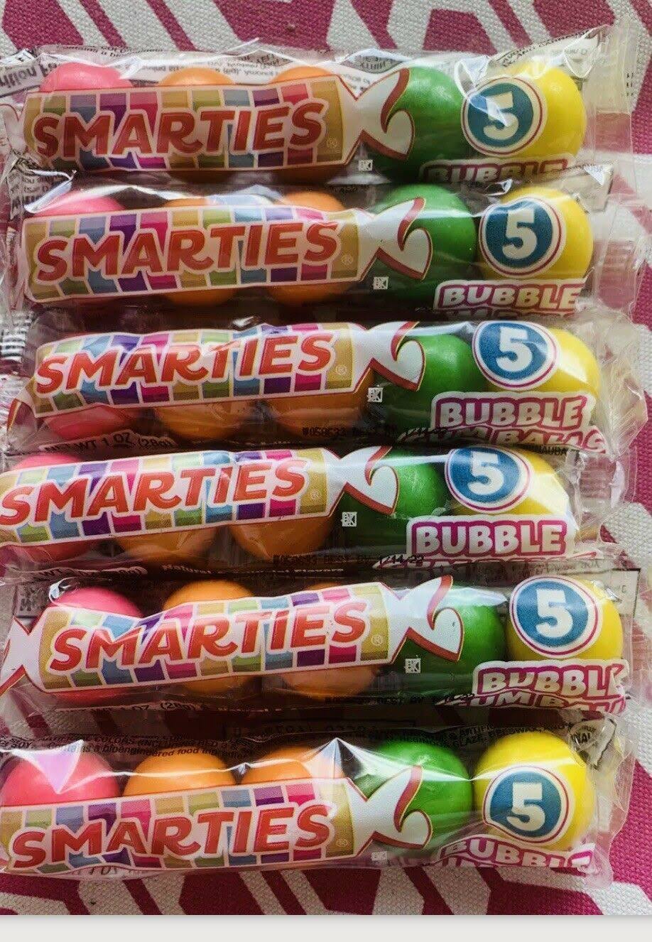 Smarties Bubble Gum Balls 5 Piece Tube