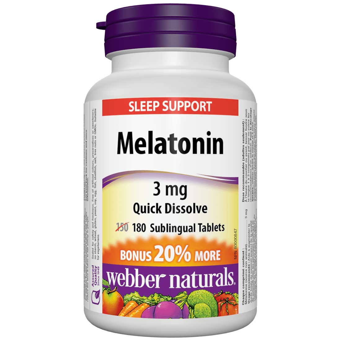 Webber Naturals Melatonin 3mg (Quick Dissolve)