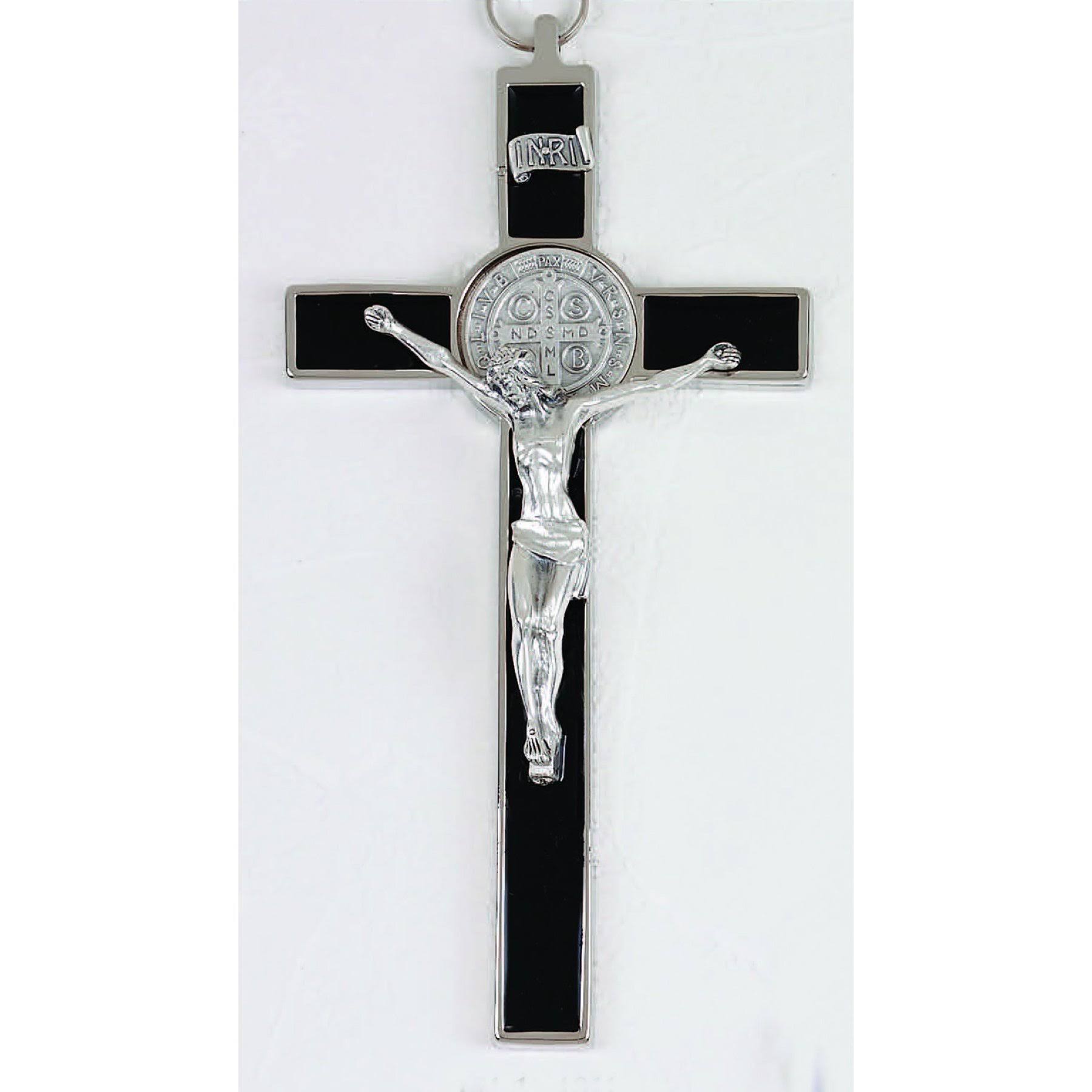 8 inch St. Benedict Crucifix Black Enamel Cross