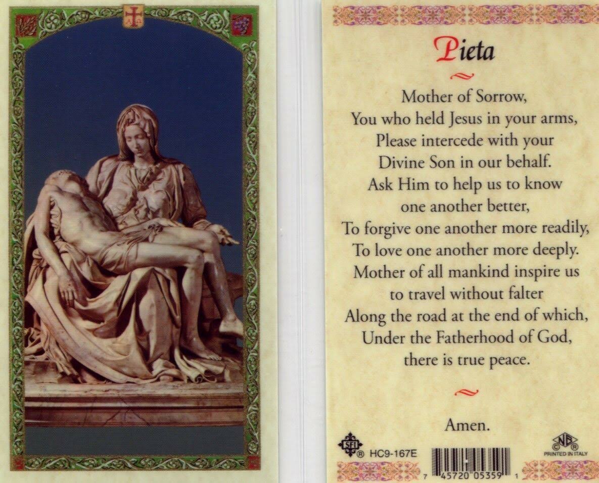 Pieta Blessing Laminated Prayer Card-Single from San Francis Imports | Discount Catholic Products