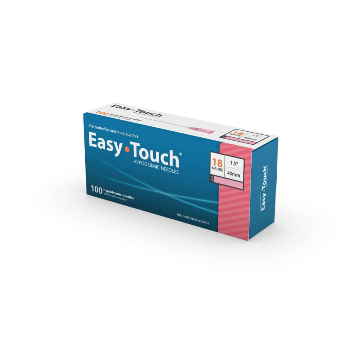 Easy Touch Hypodermic Needle 100ct 18g 40mm, 1.5 in 801807