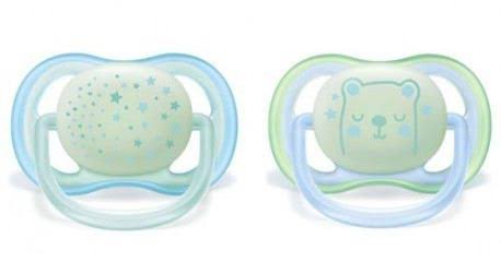 Avent Ultra Air Blue Night Soothers 0-6 Months 2 Units