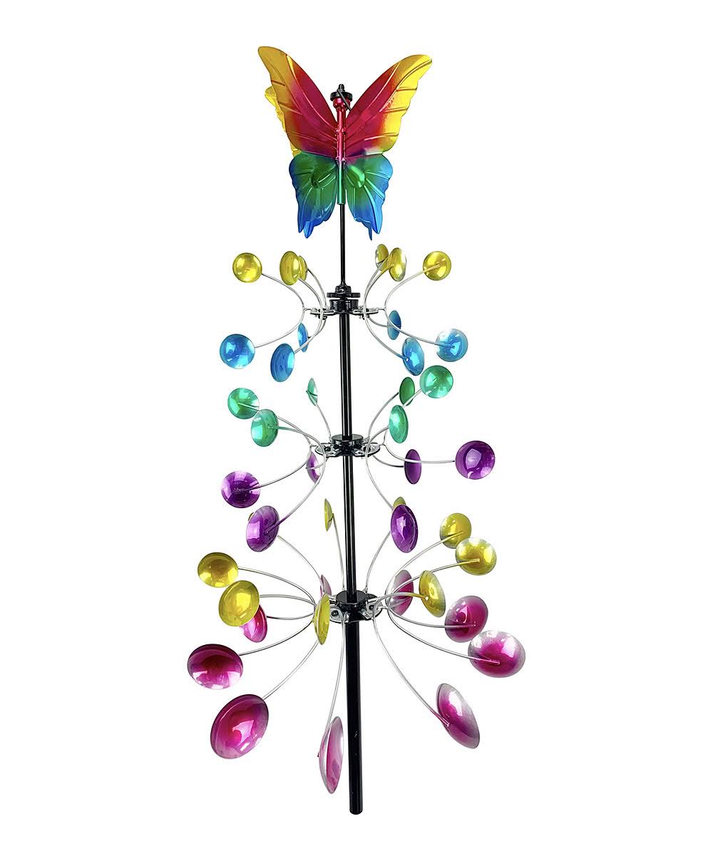 Red Carpet Studios Pink & Yellow Butterfly Triple-Cup Kinetic Garden Stake one size