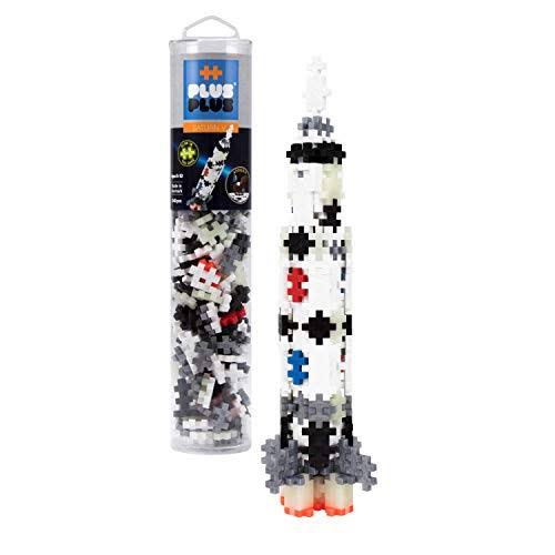 PLUS PLUS - Mini Maker Tube - Saturn V Rocket, Apollo 11 Space Playset - 240 Piece, Construction Building STEM | STEAM Toy, Interlocking Mini Puzzle