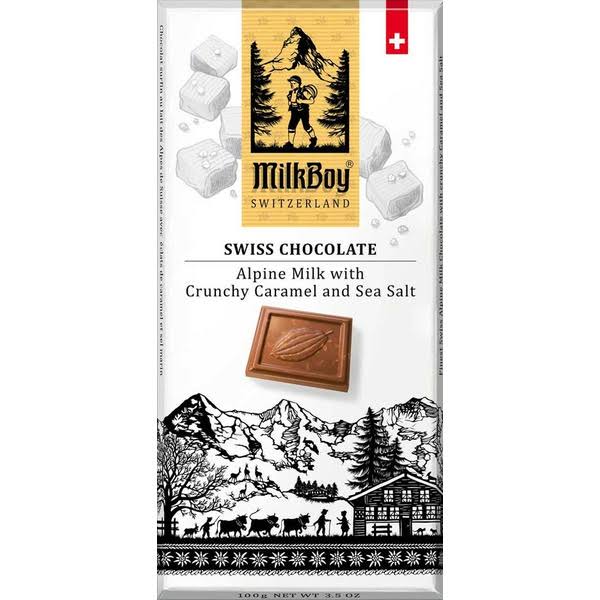 Milkboy Swiss Alpine Milk Chocolate with Crunchy Caramel and Sea Salt - 100.00 G