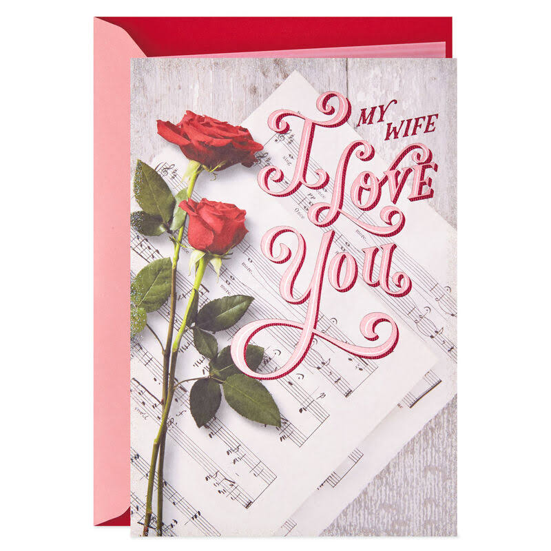 Hallmark Valentine's Day Card, Music Sheet and Roses Valentine's Day Card for Wife