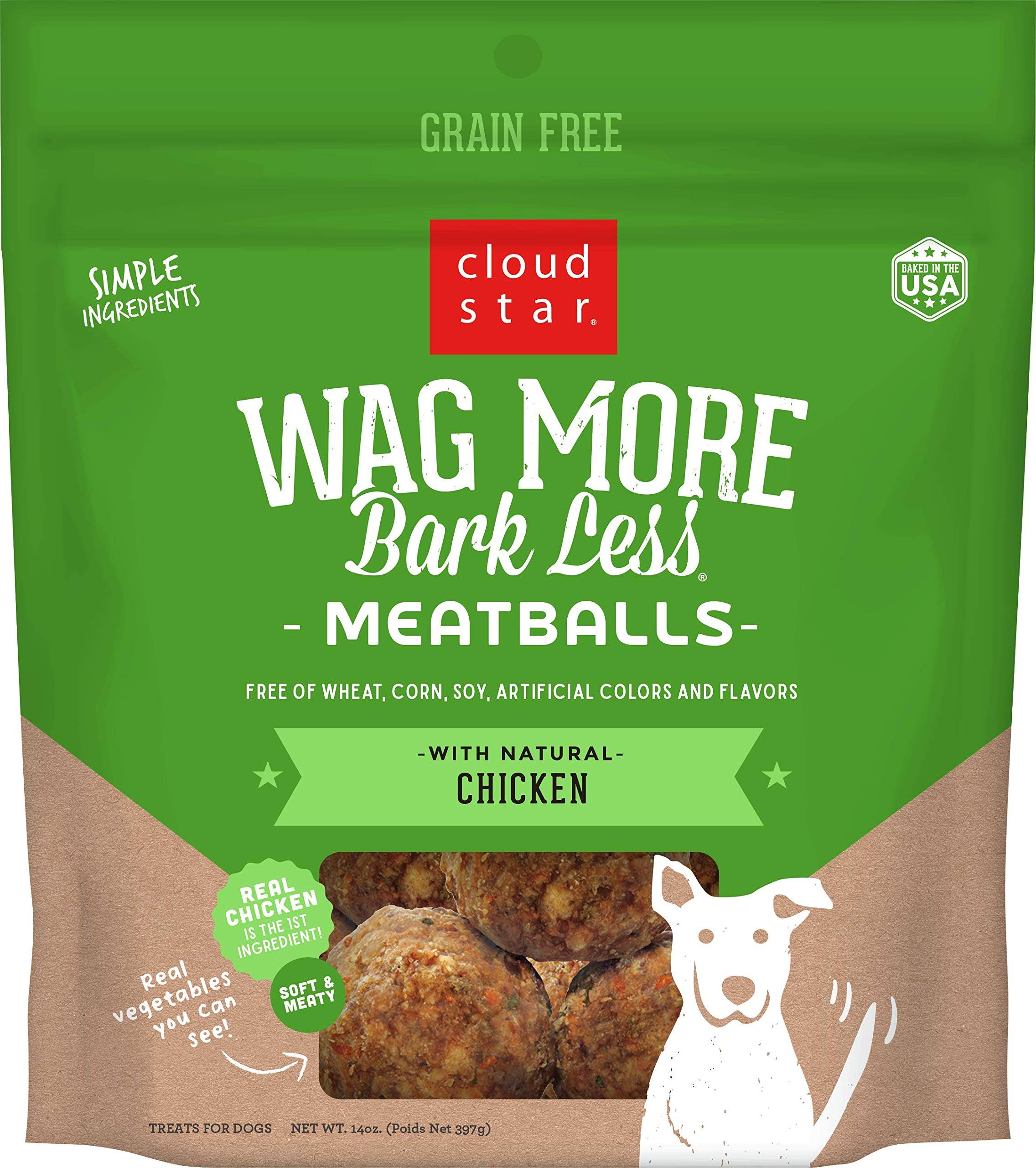 Cloud Star Wag More Bark Less Grain-Free Meatballs - Chicken Recipe - 14 oz. Bag
