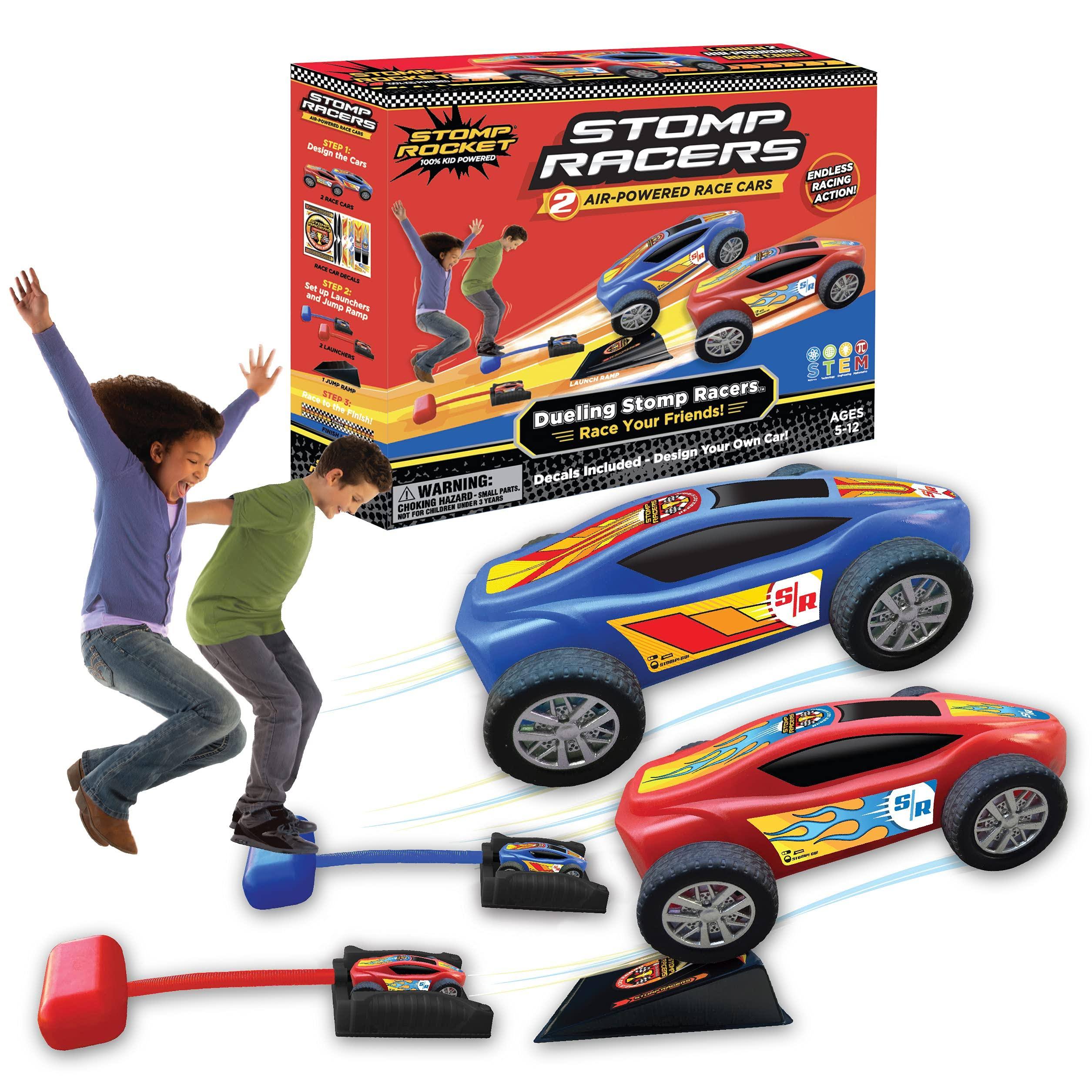 New Stomp Rocket Dueling Stomp Racers, 2 Toy Car Launchers and 2 Air P
