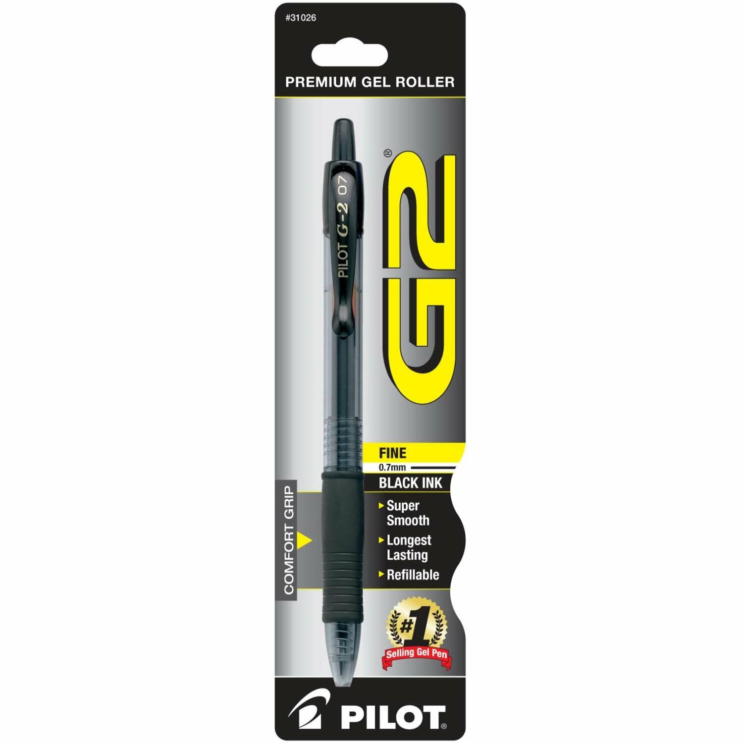 Pilot G2 Retractable Premium Gel Ink Roller Ball Pen - Fine Point, Black Ink