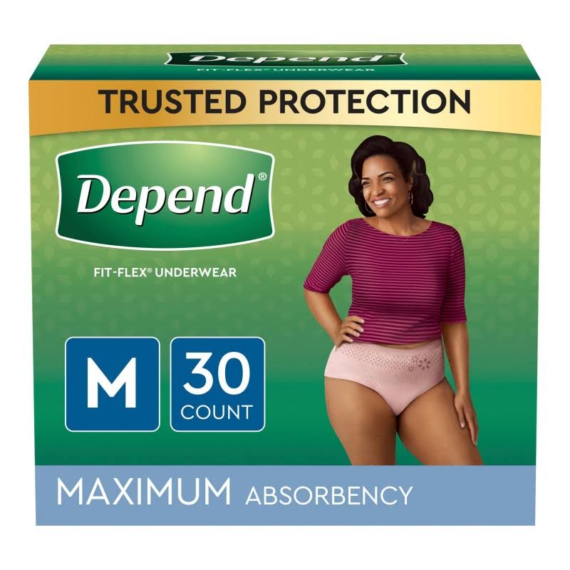 Depend Womens Fit Flex Disposable Underwear - Tan, Medium, 30ct