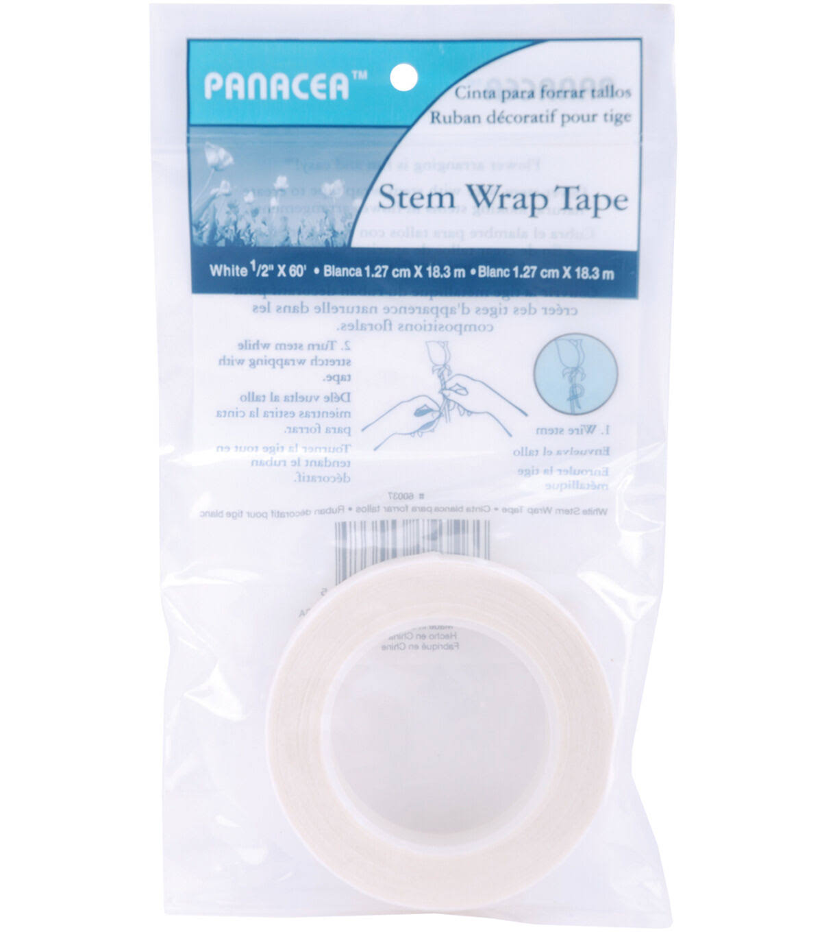 Panacea 442686 Stem Wrap Tape 60 Feet-Pkg-White