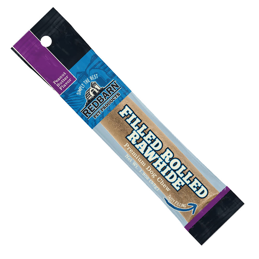 Redbarn Pet Products Peanut Butter Filled Rolled Rawhide Dog Treat