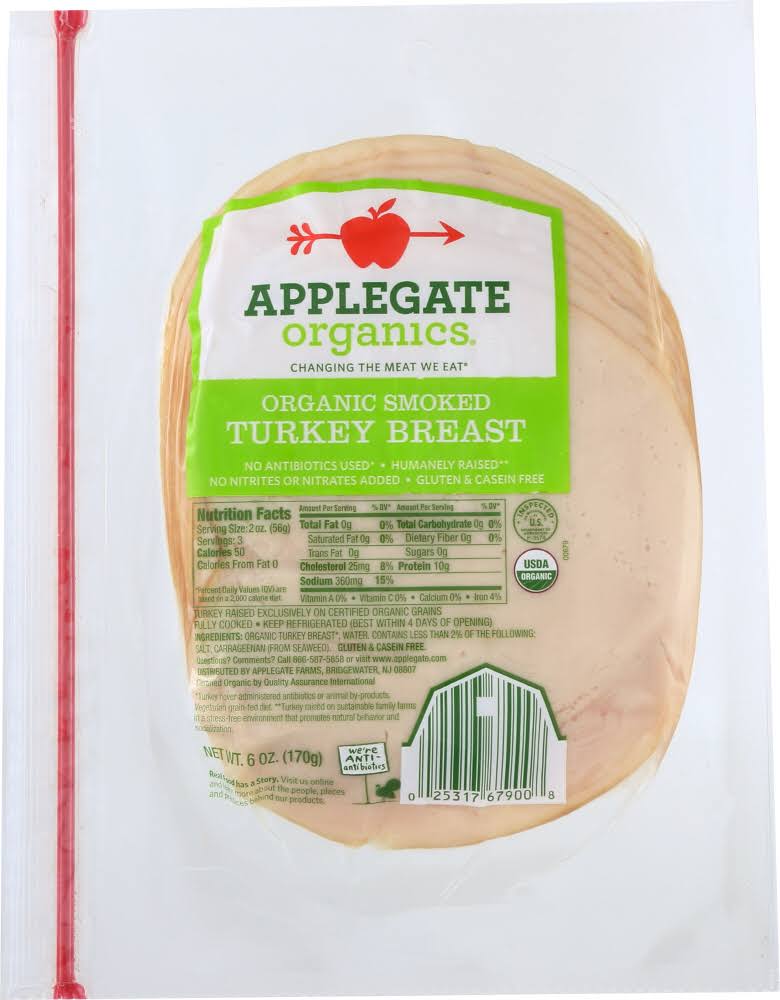 Applegate: Organic Smoked Turkey Breast, 6 Oz