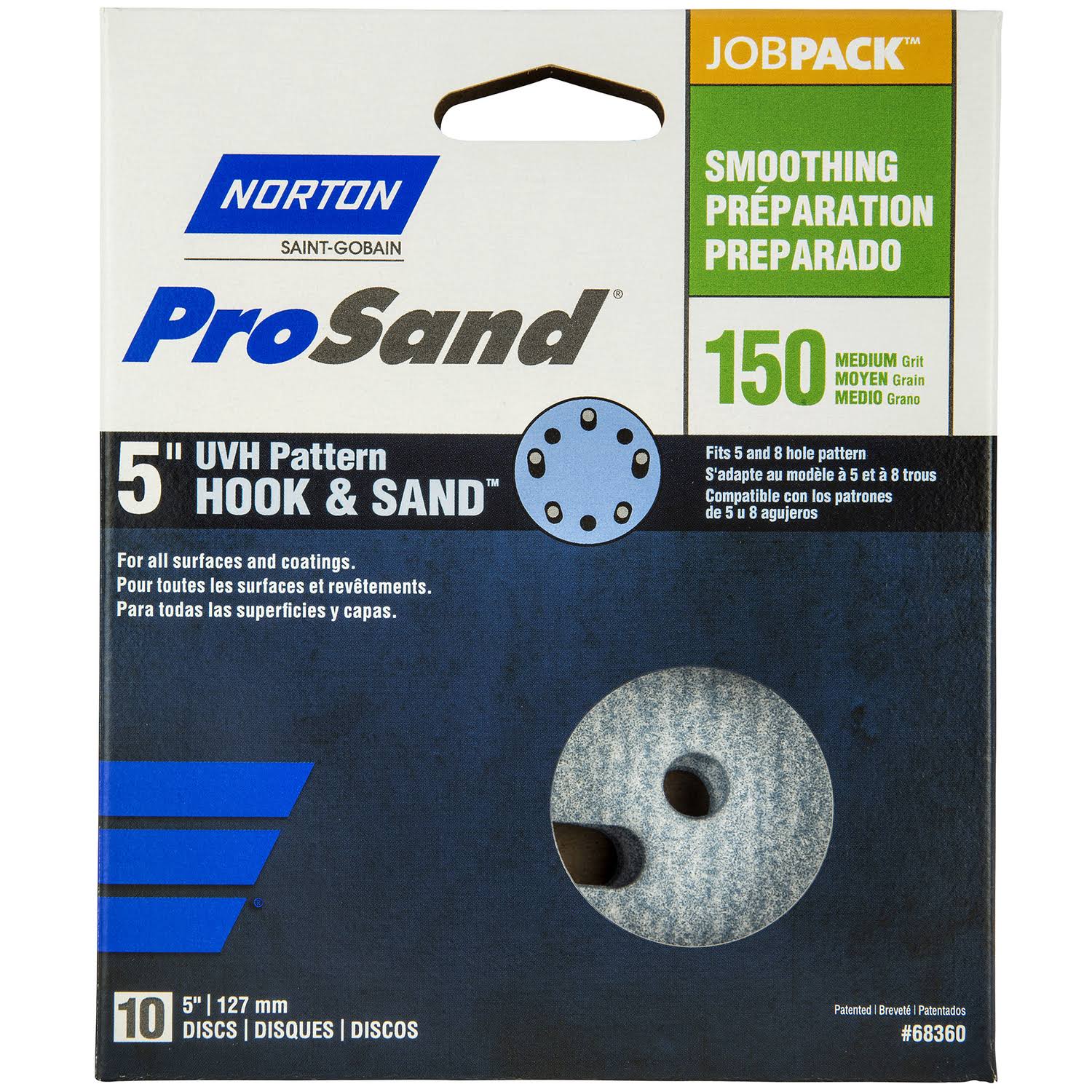 Norton ProSand Vacuum Disc 5 in Dia Coated 150 Grit Fine Ceramic Alumina Abrasive Paper Backing - pack of 10 07660768360