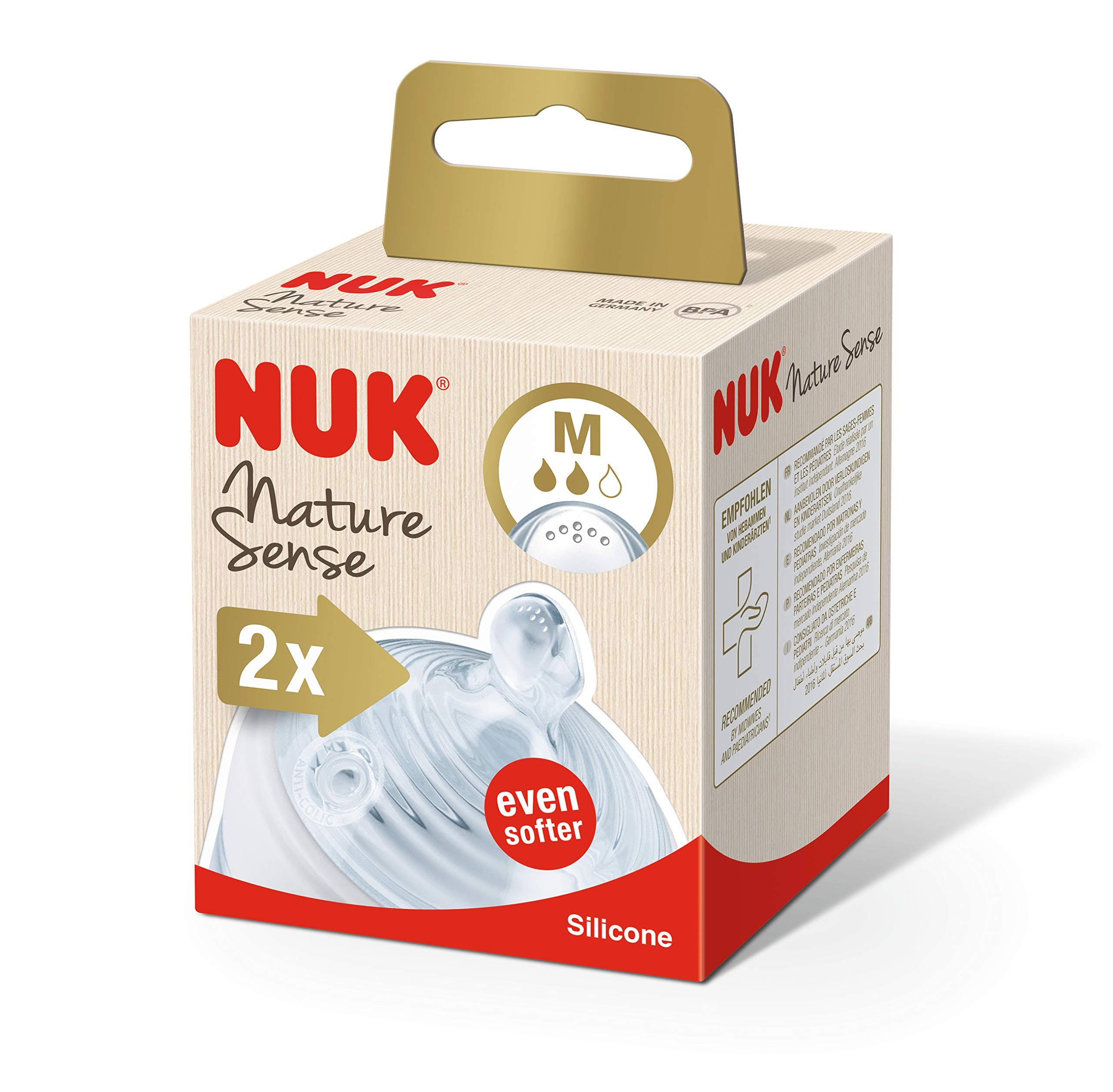 NUK Nature Sense Softer Teat, 2 Pack - Medium Hole