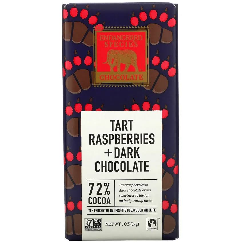 Endangered Species Dark Chocolate With Raspberries - 85g