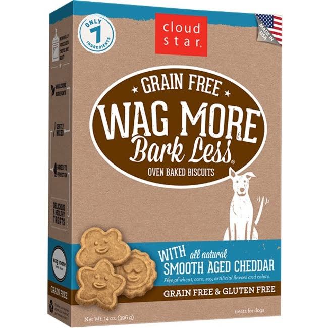 Cloud Star Wag More Bark Less Grain Free Dog Biscuits - Smooth Aged Cheddar