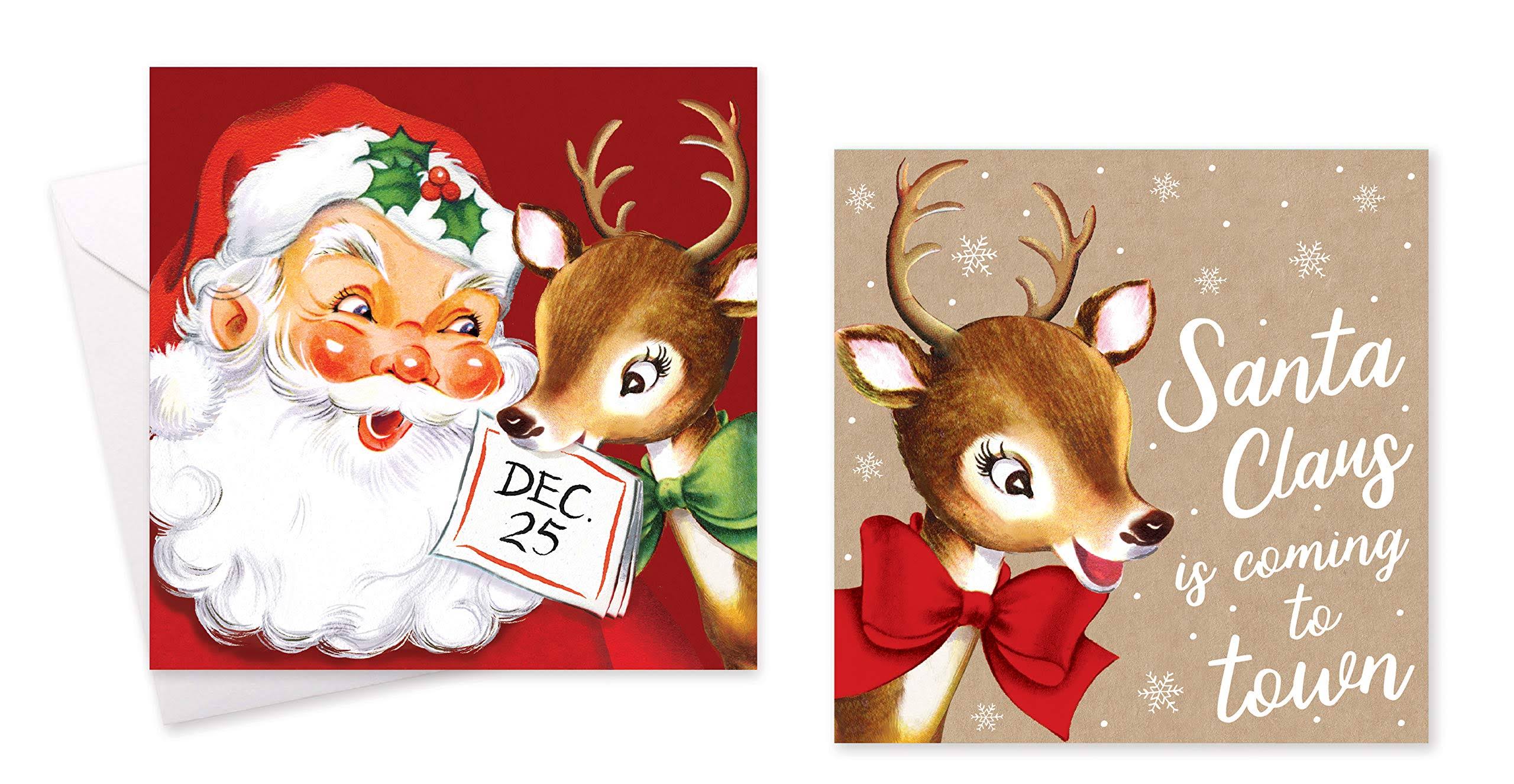 Tallon Square Christmas Cards, Santa & Deer - Box of 10