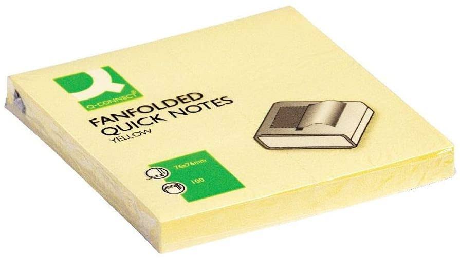 KF10500 Q-Connect Repositionable 38x51mm Yellow Quick Notes Pack of 12 