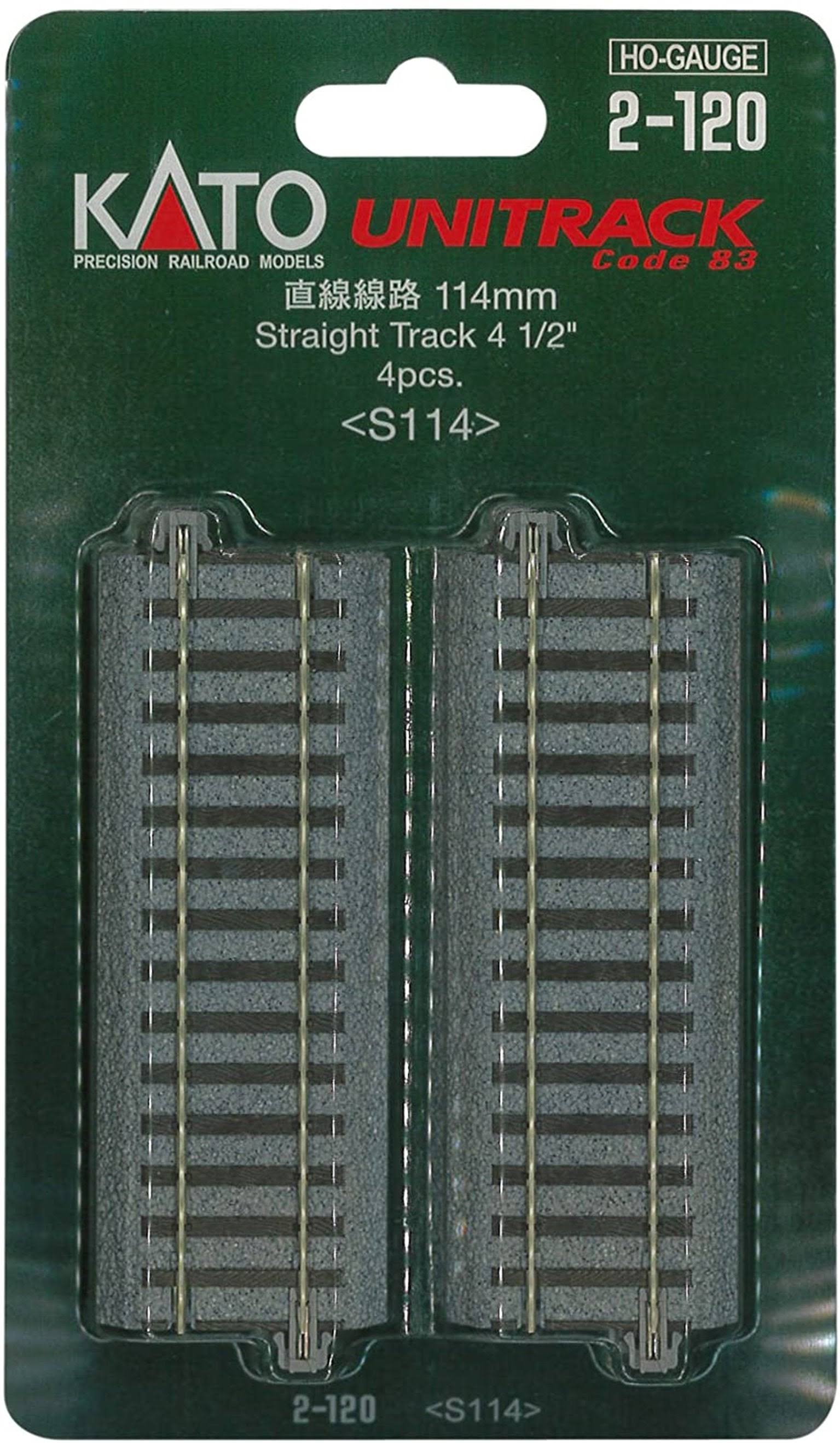 Kato HO Scale Unitrack Straight Track - 4pcs, 114mm, 4 1/2"