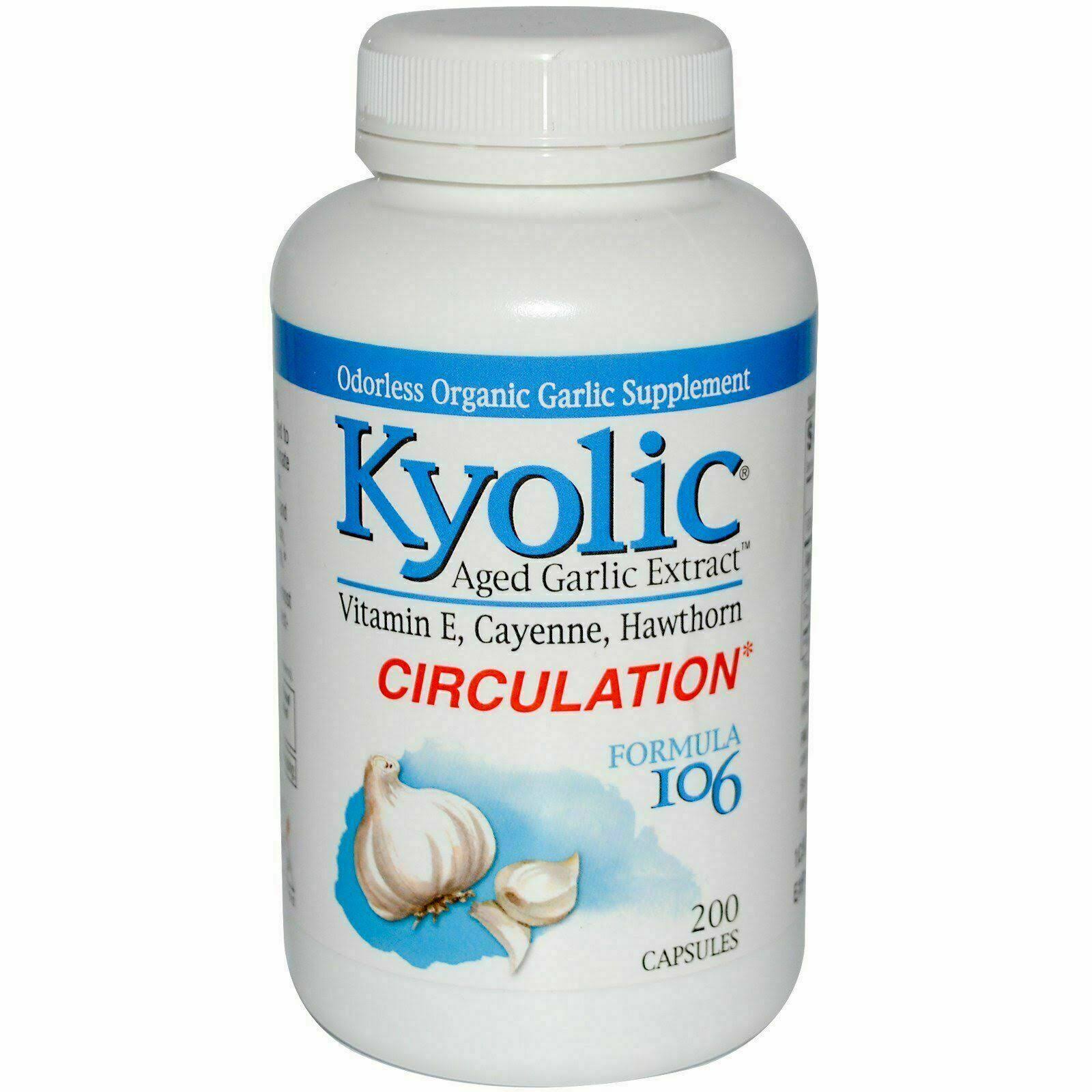 Kyolic Aged Garlic Extract, Circulation, Formula 106, 200 Capsules