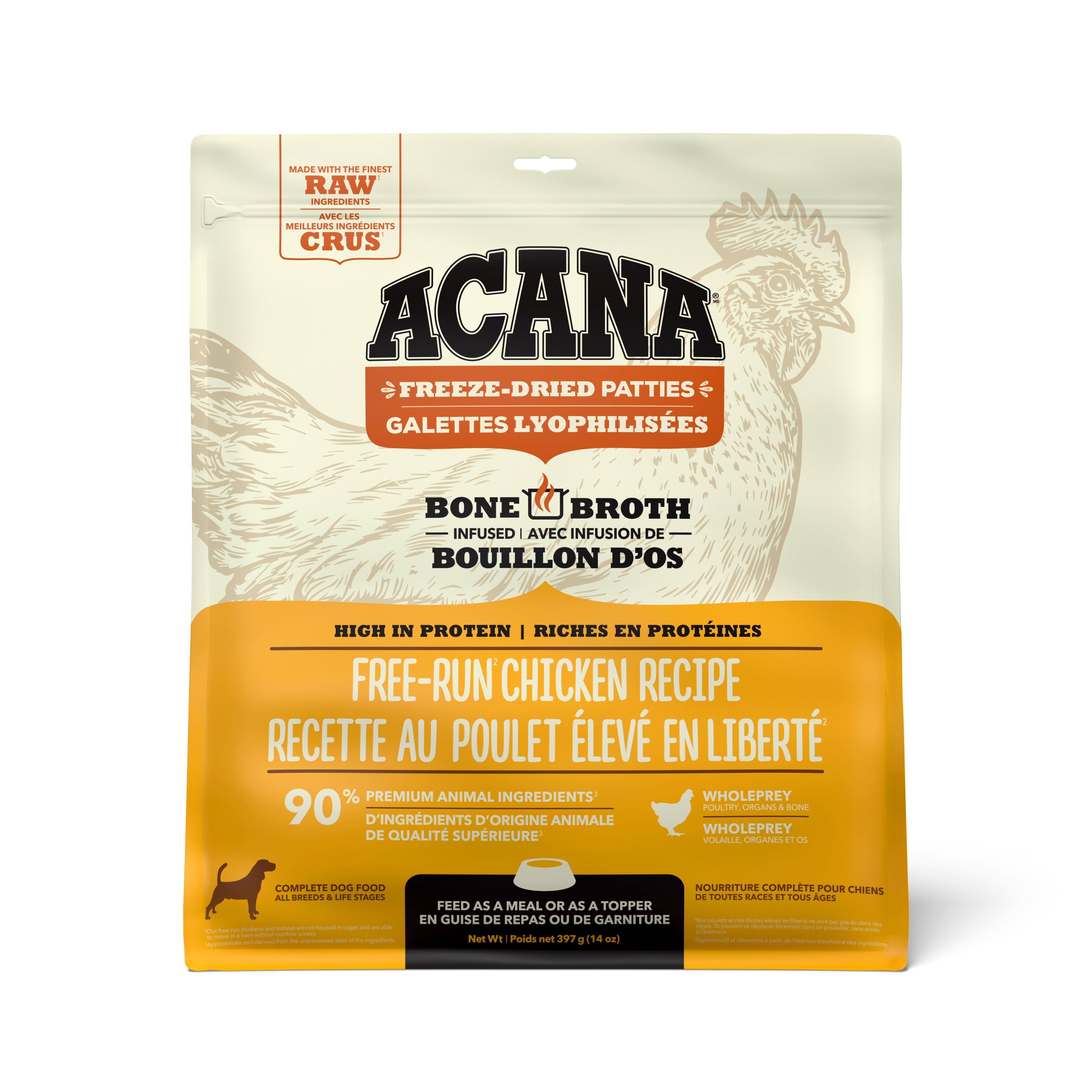 Acana Freeze-Dried Patties Dog Food - Free-Run Chicken Recipe - 14 oz. Bag
