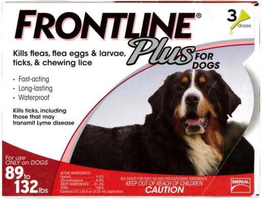 Merial Frontline Plus Flea and Tick Control for Dogs and Puppies - 89-132lb, 3pk