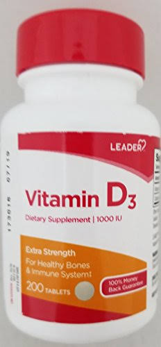 Leader Vitamin D3 1000 IU Dietary Supplement - 200 Tablets